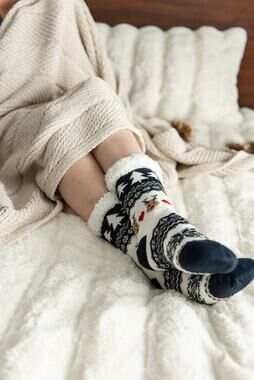 Reindeer Non-Slip Sherpa Lined Socks